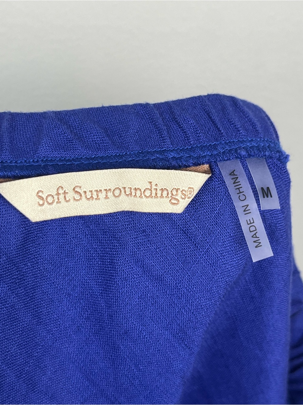 Soft Surroundings blue 100% linen tiered elastic waist pull on skirt, medium. - Picture 3 of 4